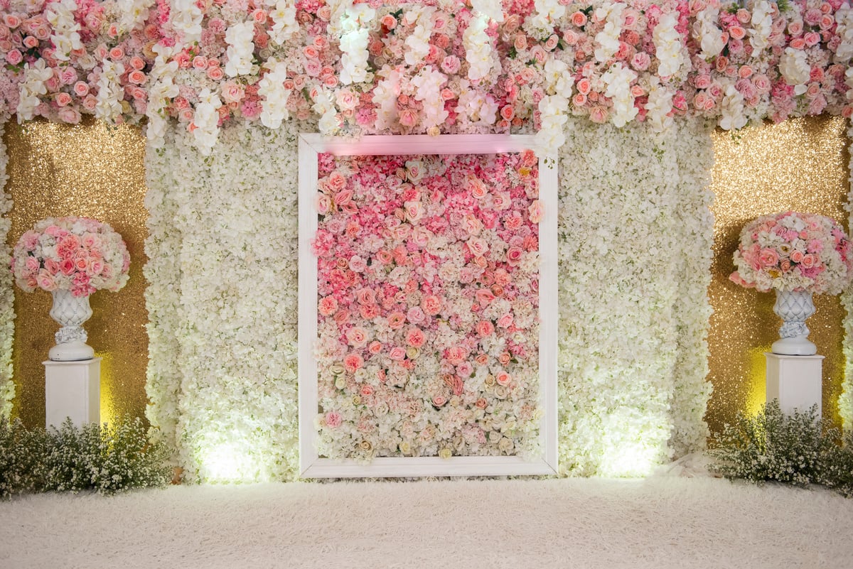 wedding backdrop with flower and wedding decoration